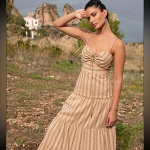 Striped Tan Maxi Dress